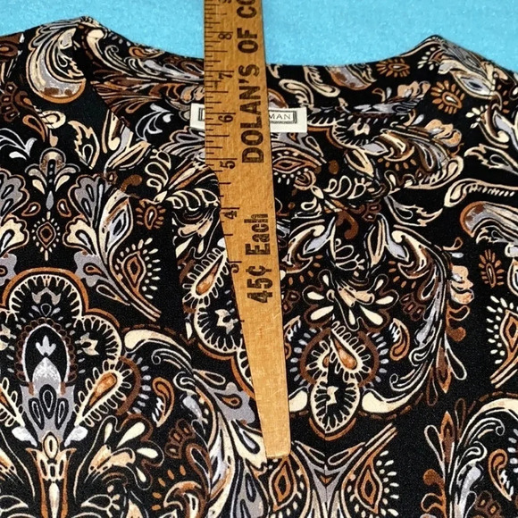 DANA BUCHMAN Paisley print hi low button cuff sleeves v-neck blouse NEW size L - Picture 10 of 11